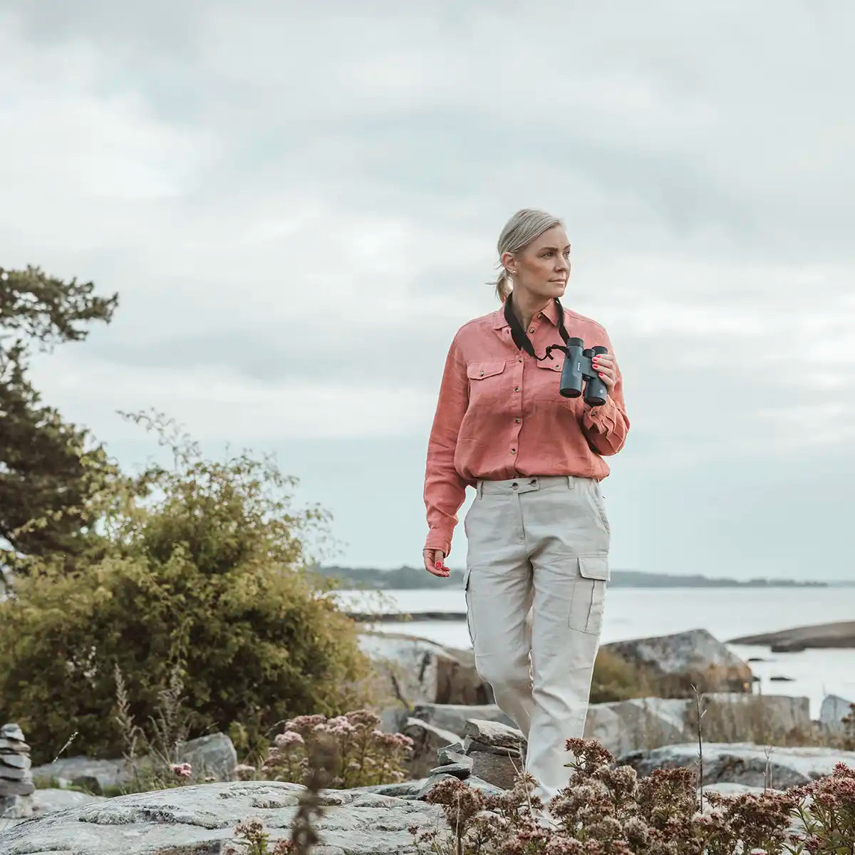 Pinewood Varnamo InsectSafe Women's Linen Trousers- lifestyle model Pinewood Varnamo InsectSafe Women's Linen Trousers- lifestyle model