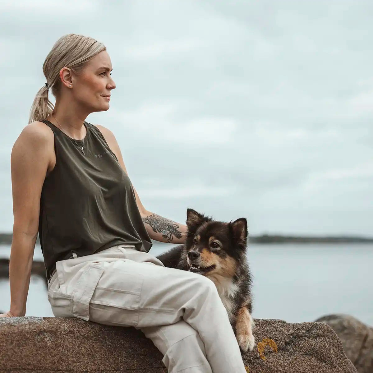 Pinewood Varnamo InsectSafe Women's Linen Trousers- dog walking lifestyle Pinewood Varnamo InsectSafe Women's Linen Trousers- dog walking lifestyle