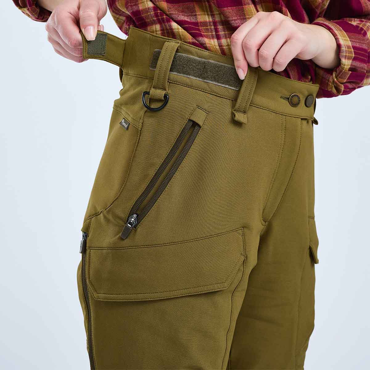 Pinewood Furudal Hunters Women's Hybrid Stretch Trousers - Olive Green - Waist Band Pinewood Furudal Hunters Women's Hybrid Stretch Trousers - Olive Green - Waist Band
