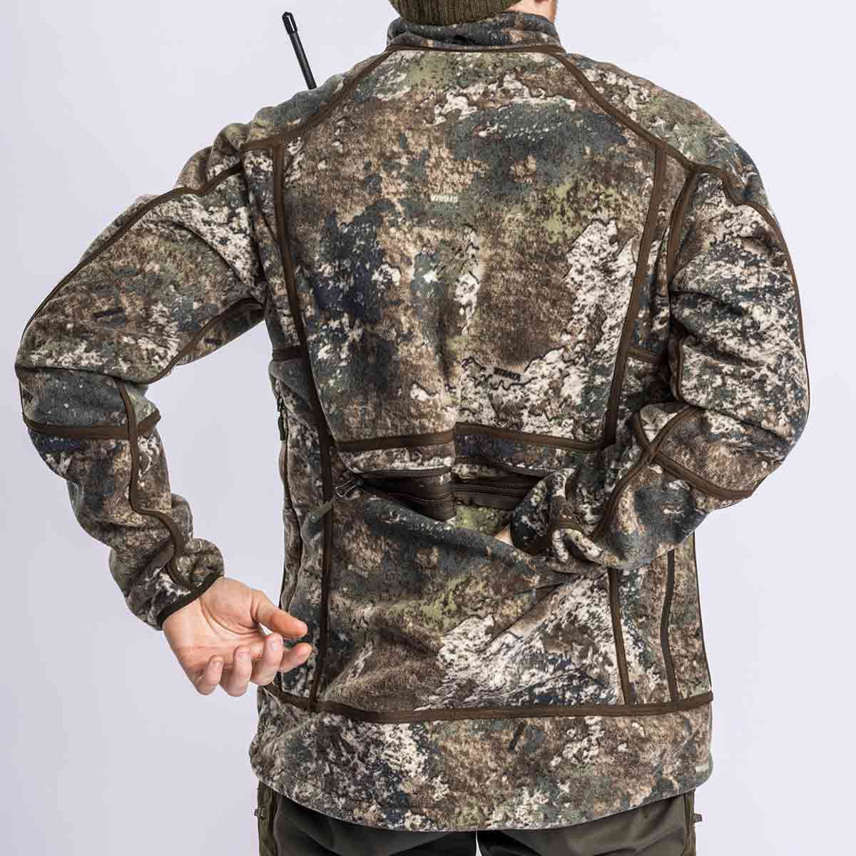 Pinewood Furudal Reversible Camou Fleece Jacket - Hunting Brown/Strata - Reversed - Rear Pocket Pinewood Furudal Reversible Camou Fleece Jacket - Hunting Brown/Strata - Reversed - Rear Pocket