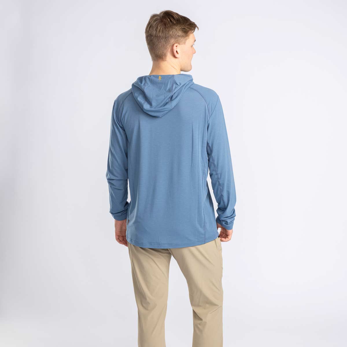 Pinewood InsectSafe Function Hoodie - Fog Blue - On Model - Rear Pinewood InsectSafe Function Hoodie - Fog Blue - On Model - Rear