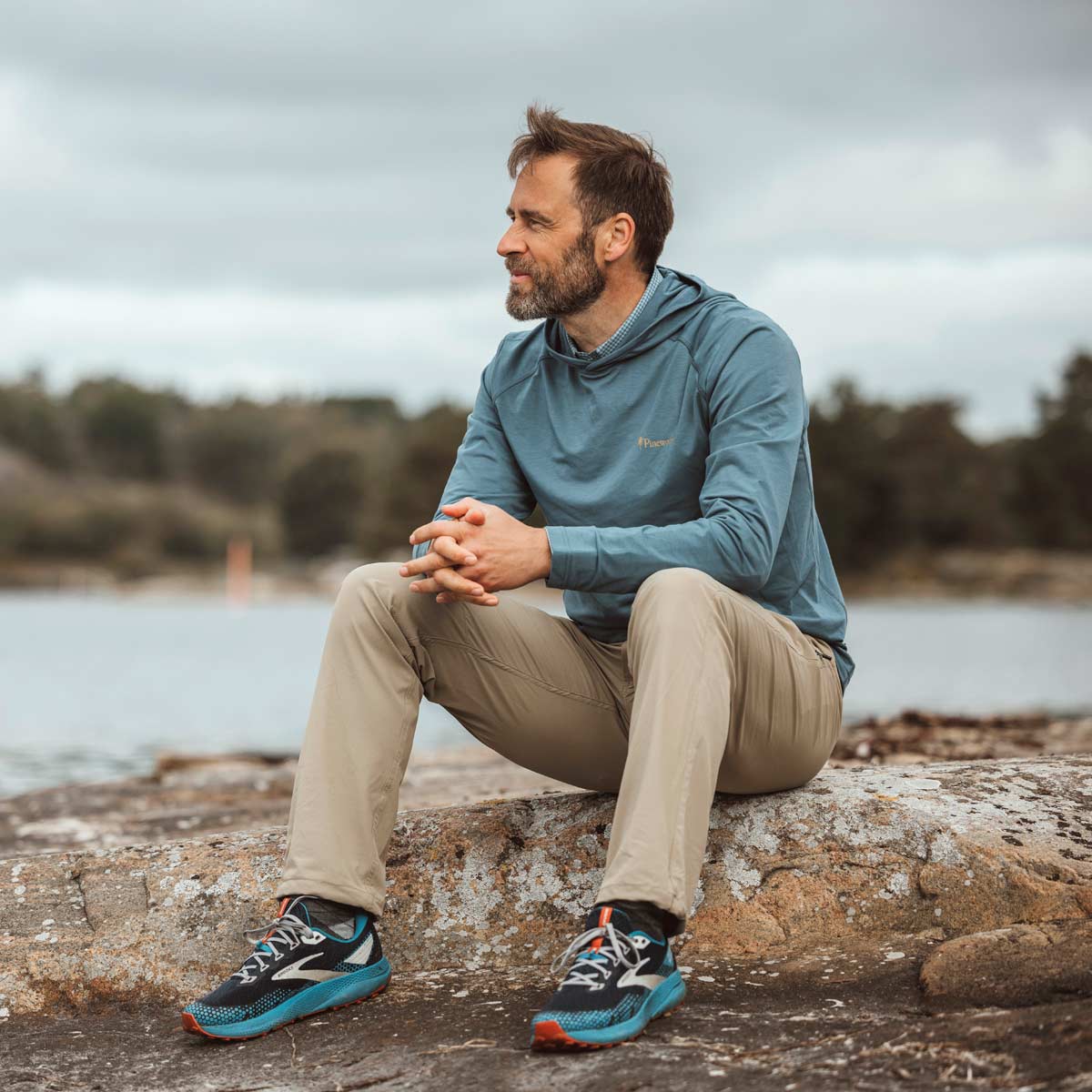 Pinewood InsectSafe Function Hoodie - Fog Blue - On Model Pinewood InsectSafe Function Hoodie - Fog Blue - On Model