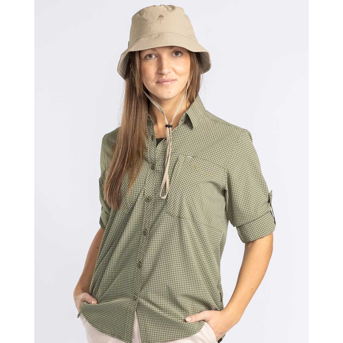 Pinewood InsectSafe Women's Shirt - Pine Green - On Model Pinewood InsectSafe Women's Shirt - Pine Green - On Model