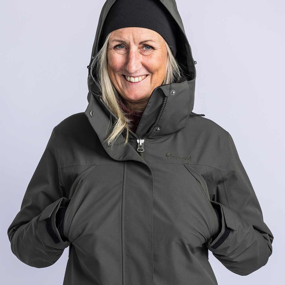 Pinewood Women's Rain Parka - Dark Green - Hood Pinewood Women's Rain Parka - Dark Green - Hood