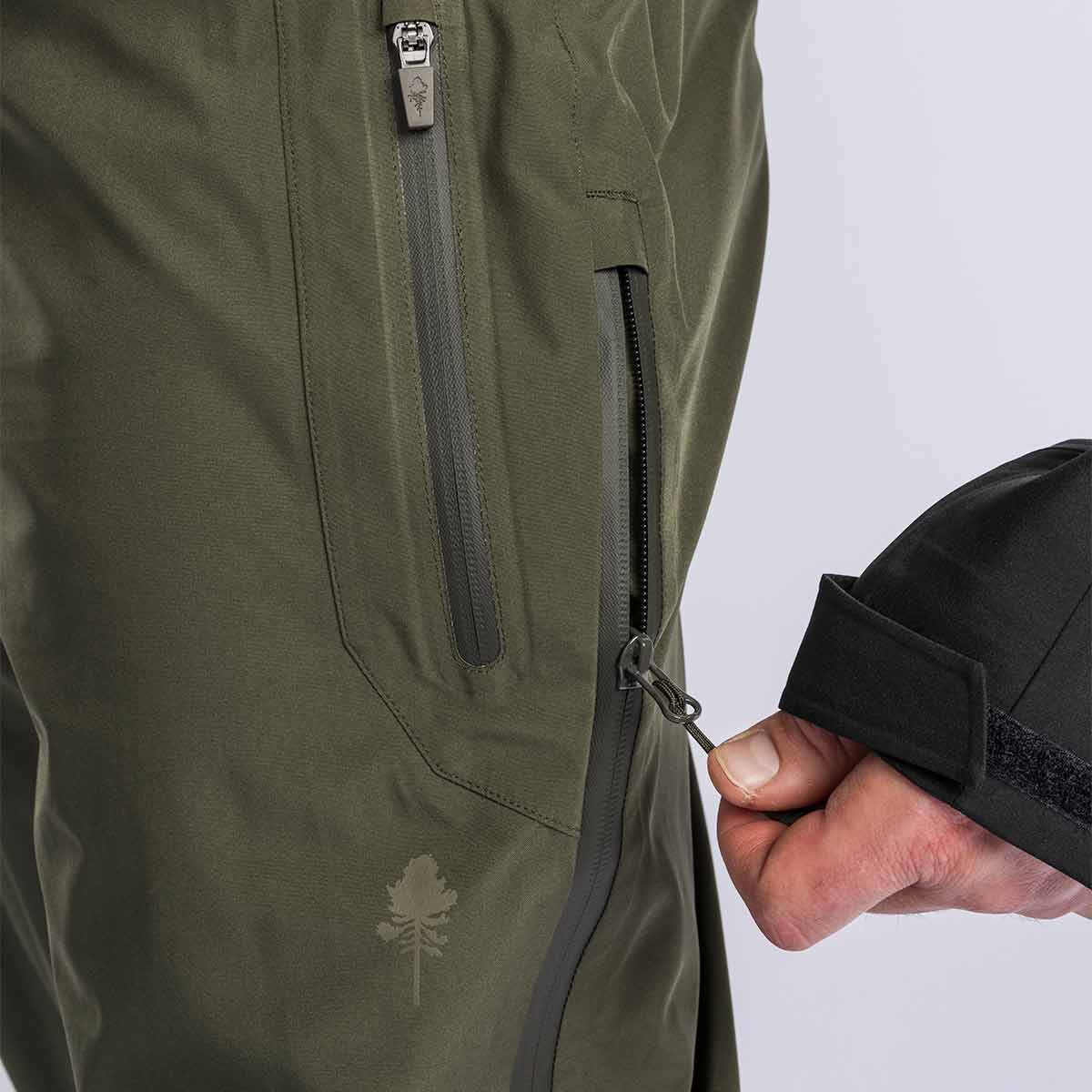 Pinewood Abisko 3L Trousers - Moss Green - Zip Detail Pinewood Abisko 3L Trousers - Moss Green - Zip Detail