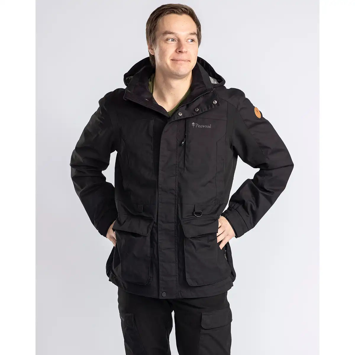 Pinewood Dog Sports Trainer Jacket- Black on model Pinewood Dog Sports Trainer Jacket- Black on model