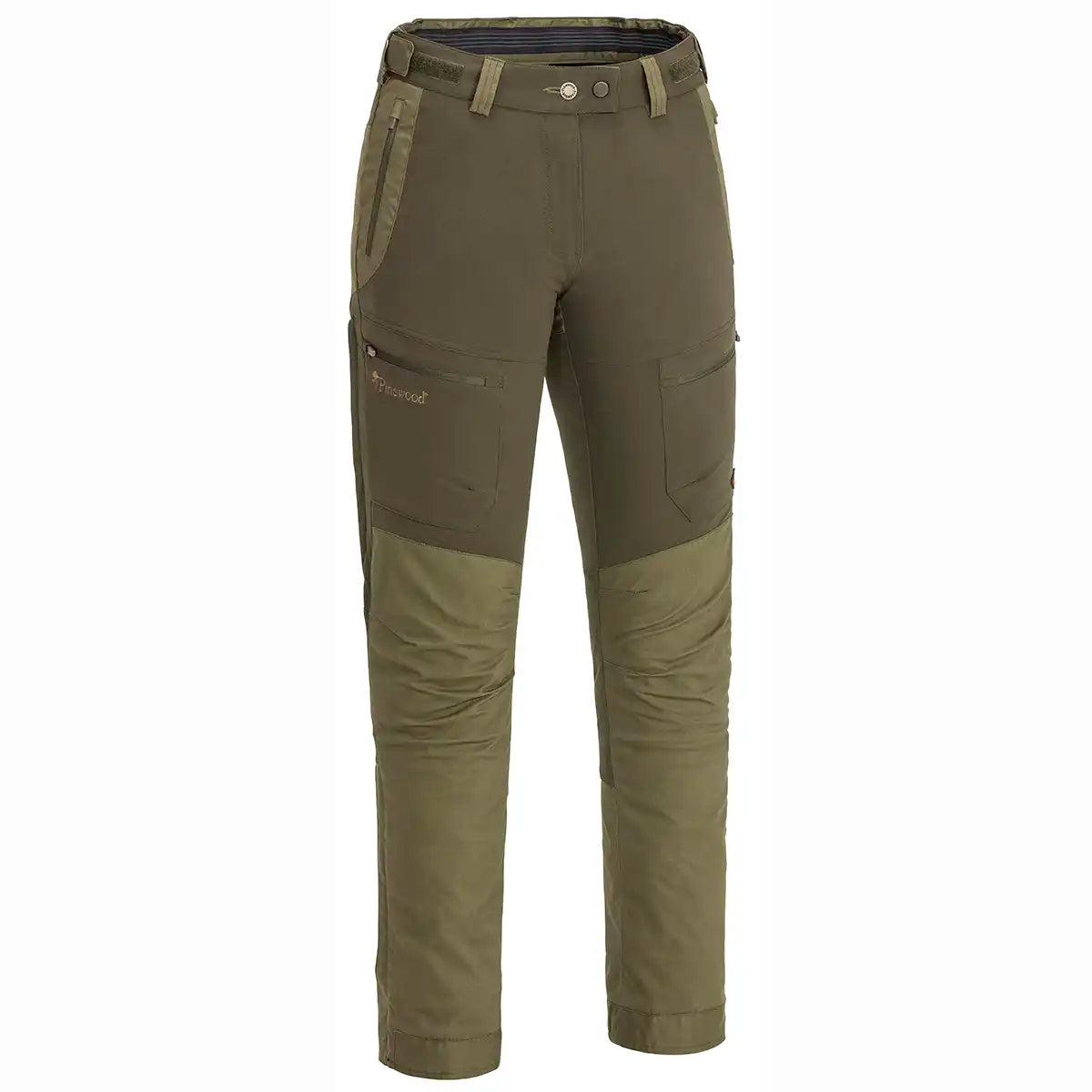 Pinewood Finnveden Hybrid Extreme Women's Trousers - Dark Olive/Hunting Olive - Front Pinewood Finnveden Hybrid Extreme Women's Trousers - Dark Olive/Hunting Olive - Front