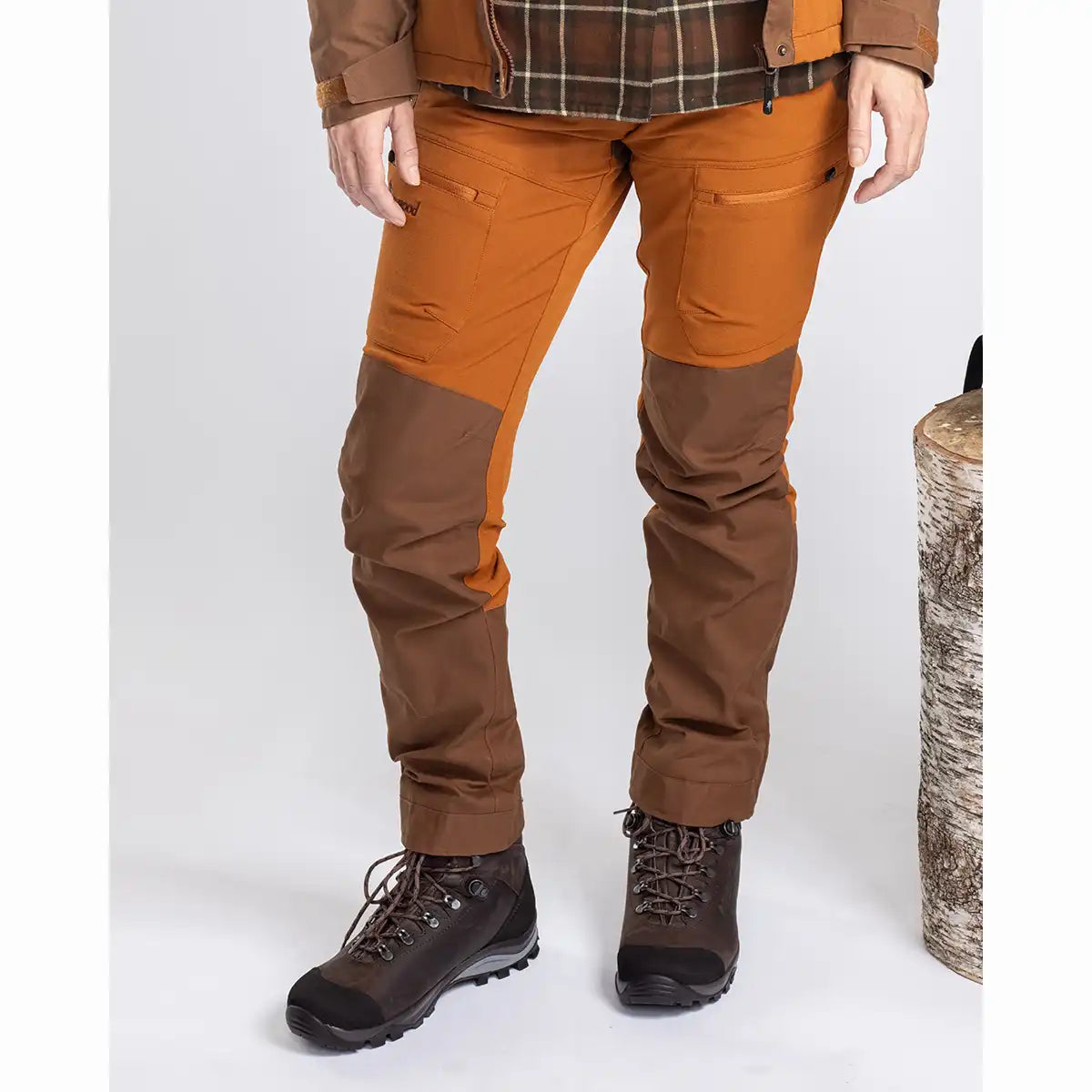 Pinewood Finnveden Hybrid Extreme Women's Trousers - Fudge/Nougat - Worn By Model - Front Pinewood Finnveden Hybrid Extreme Women's Trousers - Fudge/Nougat - Worn By Model - Front