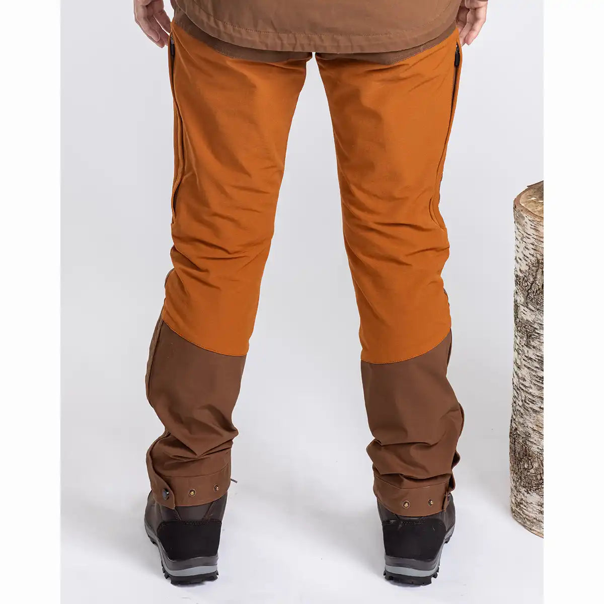 Pinewood Finnveden Hybrid Extreme Women's Trousers - Fudge/Nougat - Worn By Model - Rear Pinewood Finnveden Hybrid Extreme Women's Trousers - Fudge/Nougat - Worn By Model - Rear