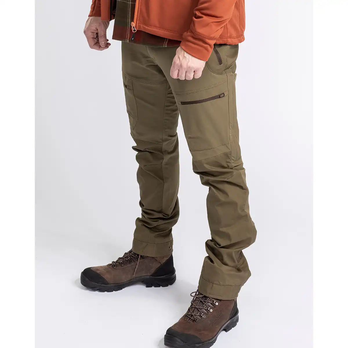 Pinewood Finnveden Hybrid Trousers - Hunting Olive - Worn by Model Pinewood Finnveden Hybrid Trousers - Hunting Olive - Worn by Model