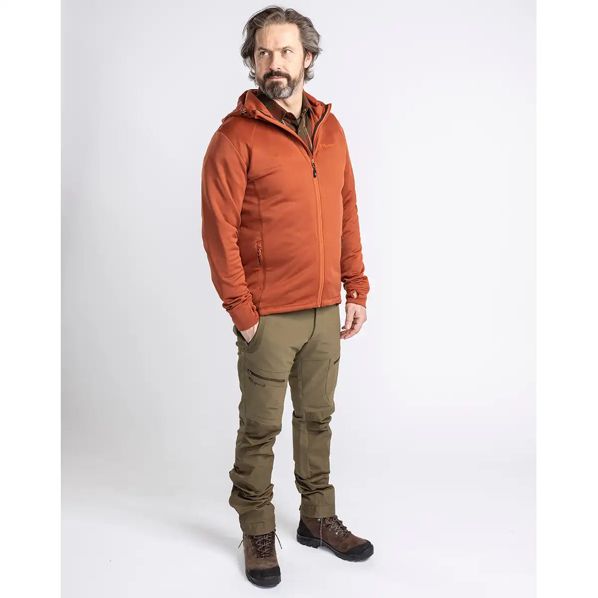 Pinewood Finnveden Hybrid Trousers - Hunting Olive - Worn by Model Pinewood Finnveden Hybrid Trousers - Hunting Olive - Worn by Model