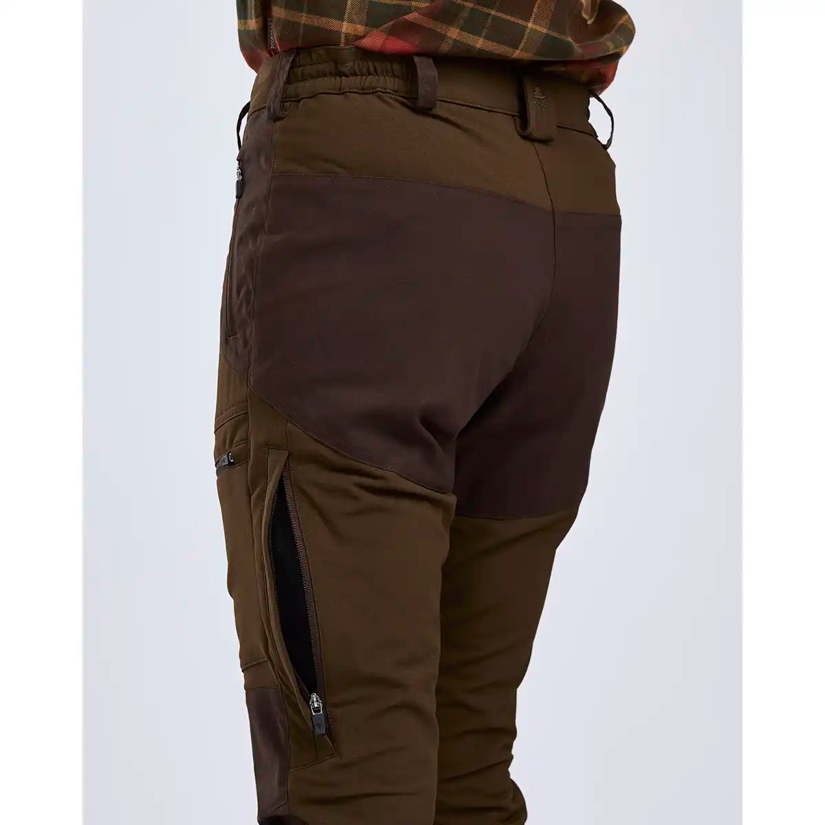 Pinewood Finnveden Hybrid Women's Trousers - Dark Brown - Worn By Model - Rear Pinewood Finnveden Hybrid Women's Trousers - Dark Brown - Worn By Model - Rear