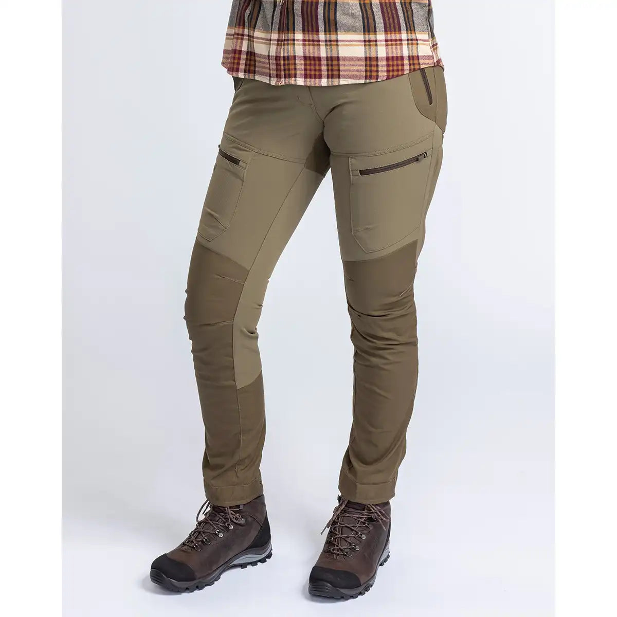 Pinewood Finnveden Hybrid Women's Trousers - Hunting Olive - Worn By Model - Front Pinewood Finnveden Hybrid Women's Trousers - Hunting Olive - Worn By Model - Front