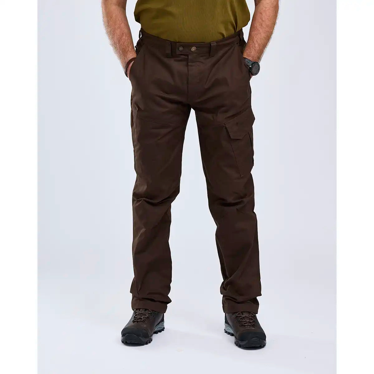 Pinewood Finnveden Outdoor Trousers - Dark Brown - Worn By Model - Front Pinewood Finnveden Outdoor Trousers - Dark Brown - Worn By Model - Front