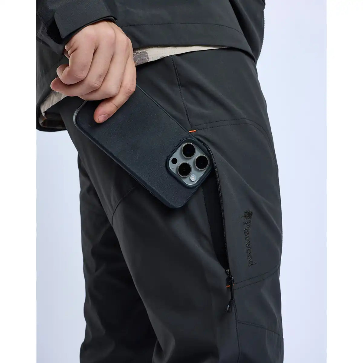 Pinewood Finnveden Sports Light Trousers - Ash Grey - Pocket Close Up Pinewood Finnveden Sports Light Trousers - Ash Grey - Pocket Close Up