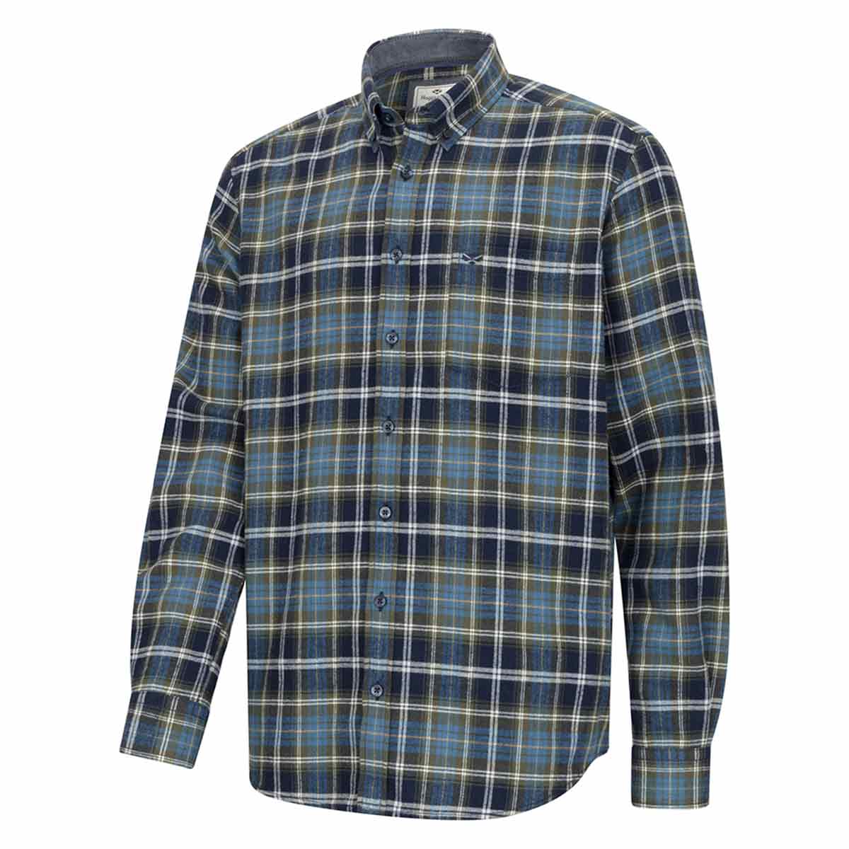 Hoggs of Fife Pitcairn Checked Shirt - Mens - Green/Blue Check - Front Hoggs of Fife Pitcairn Checked Shirt - Mens - Green/Blue Check - Front