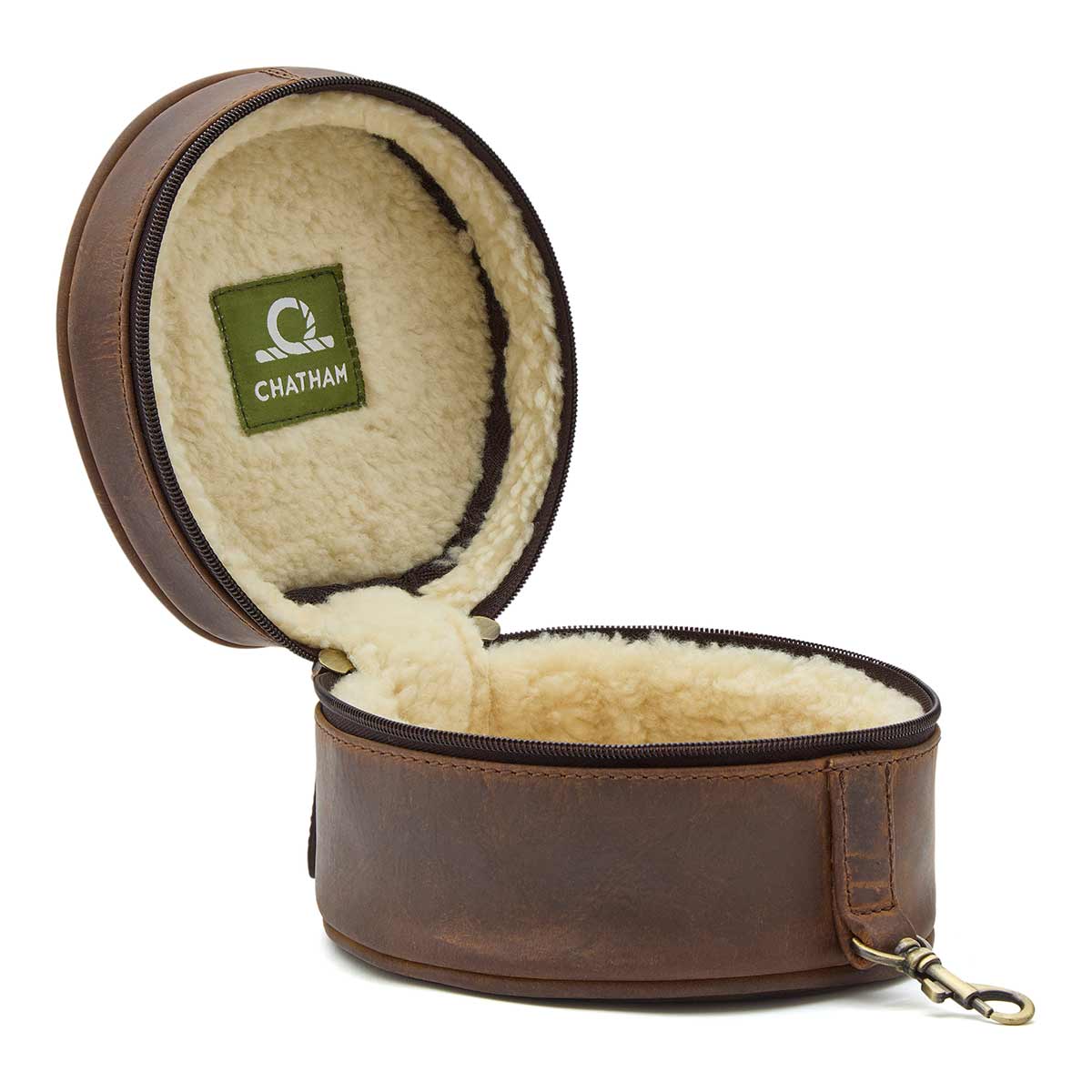 Chatham Premium Antique Oiled Leather Hearing Protection Case - Inside Chatham Premium Antique Oiled Leather Hearing Protection Case - Inside