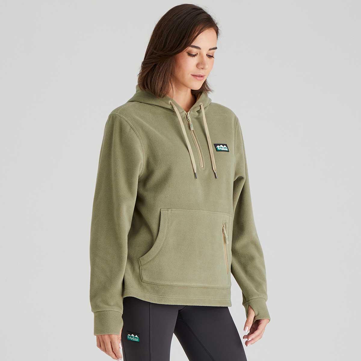 Ridgeline Ballistic Womens Fleece Hoodie - Khaki Green - Side View Ridgeline Ballistic Womens Fleece Hoodie - Khaki Green - Side View