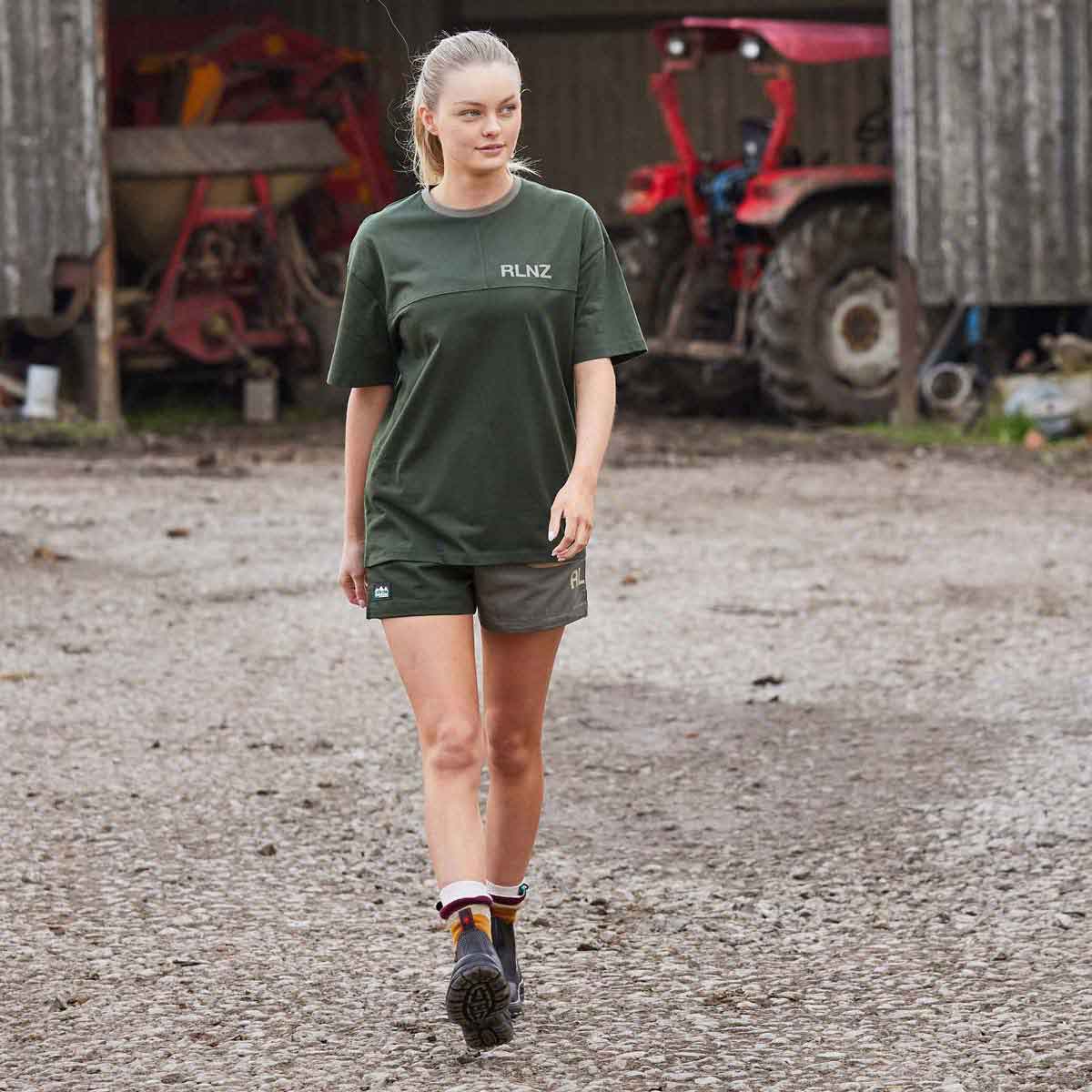 Ridgeline Hose Down T-Shirt - olive on female model Ridgeline Hose Down T-Shirt - olive on female model