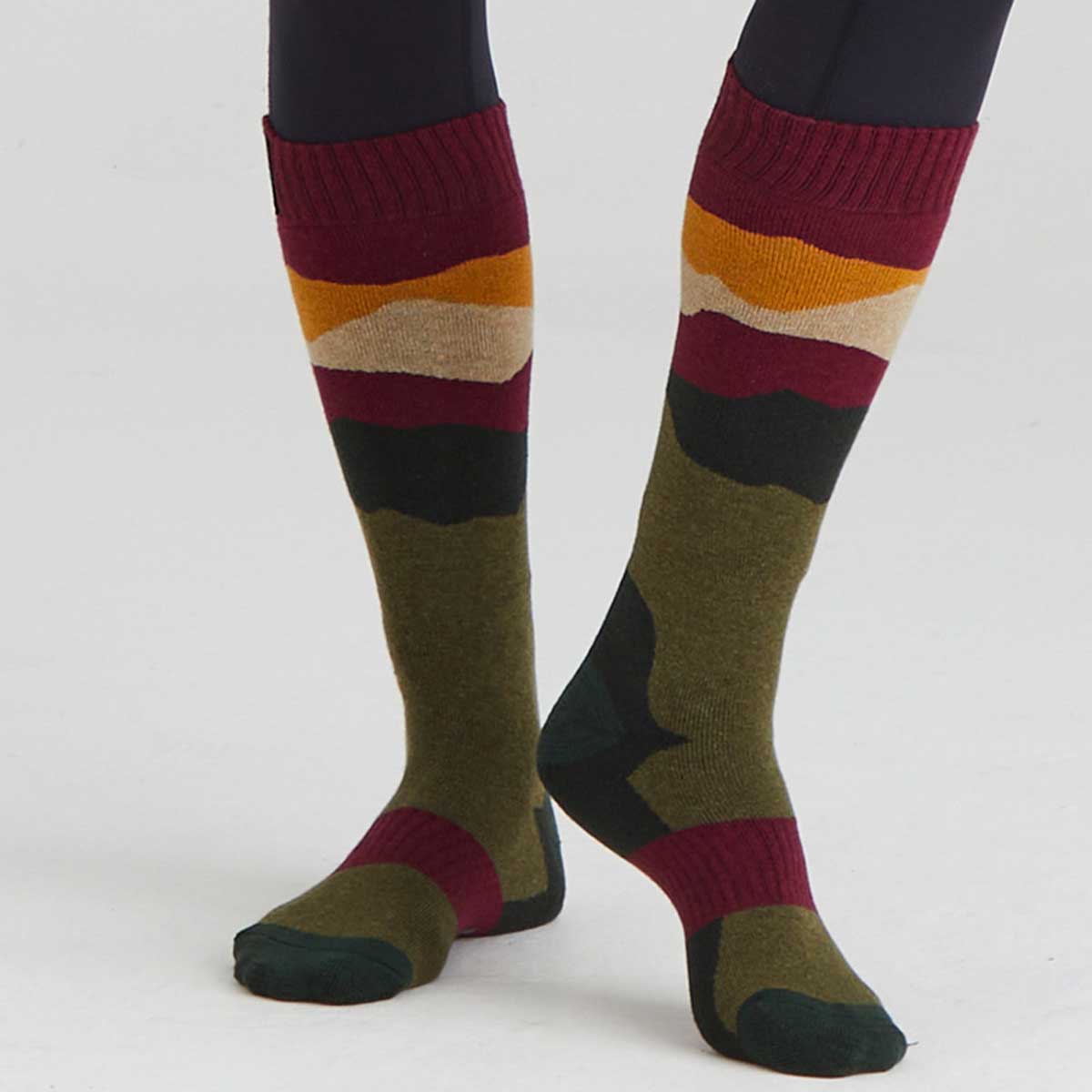 Ridgeline Merino Wool Full Length Socks - Berry Stripe Ridgeline Merino Wool Full Length Socks - Berry Stripe