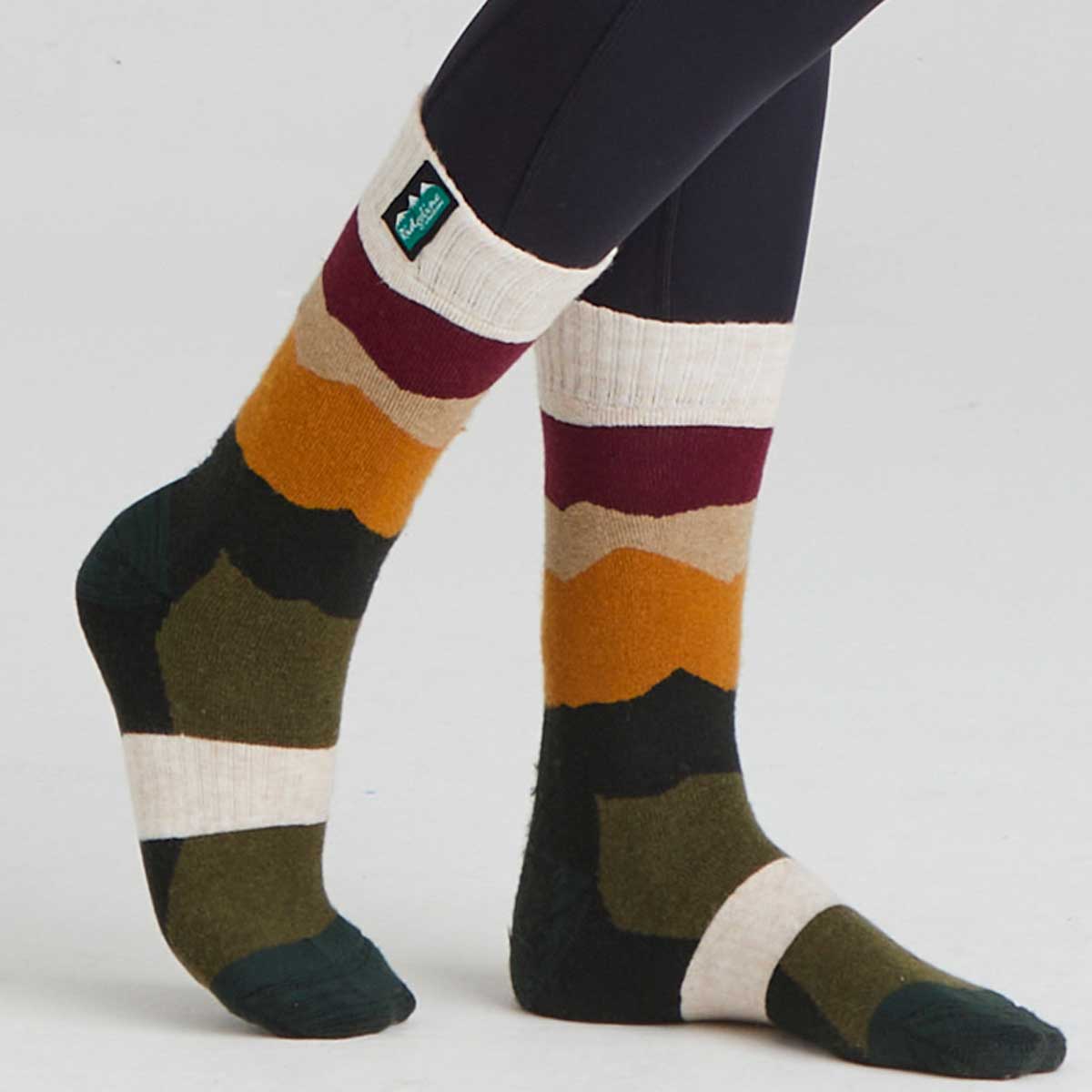 Ridgeline Merino Wool Mid Length Socks - Berry Stripe Ridgeline Merino Wool Mid Length Socks - Berry Stripe