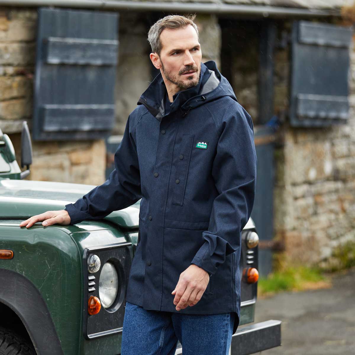 Ridgeline Monsoon Light Jacket - Navy - On Model Ridgeline Monsoon Light Jacket - Navy - On Model