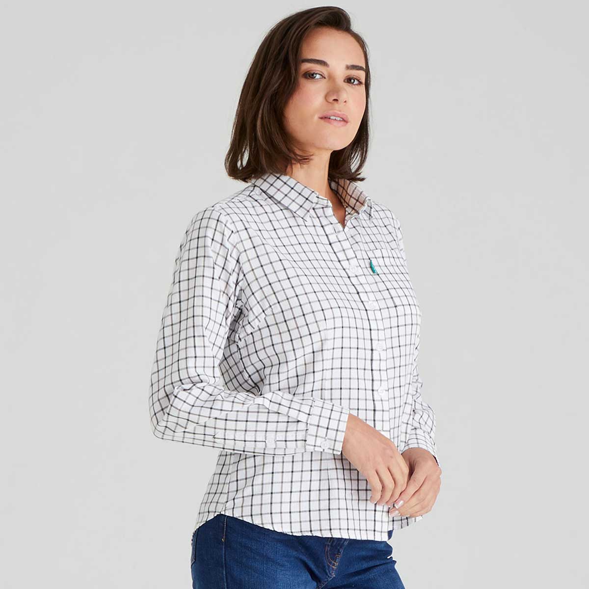 Ridgeline Sedgebrook Women's Checked Shirt - Deep Forest - Side View Ridgeline Sedgebrook Women's Checked Shirt - Deep Forest - Side View