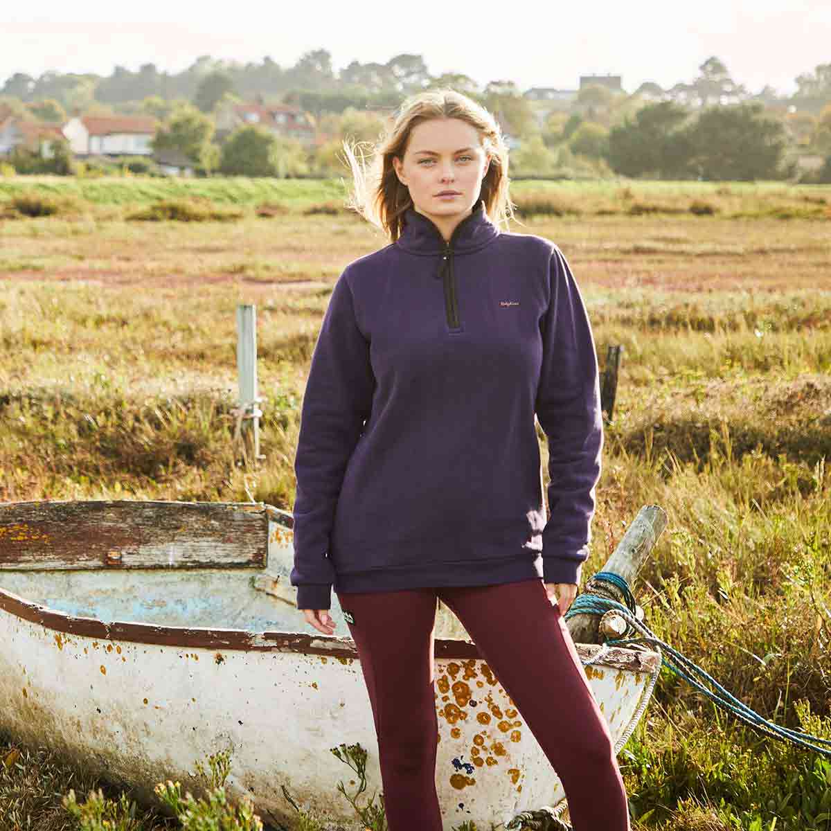 Ridgeline Women's Brancaster 1/4 Zip Top - Nightshade - Model Ridgeline Women's Brancaster 1/4 Zip Top - Nightshade - Model