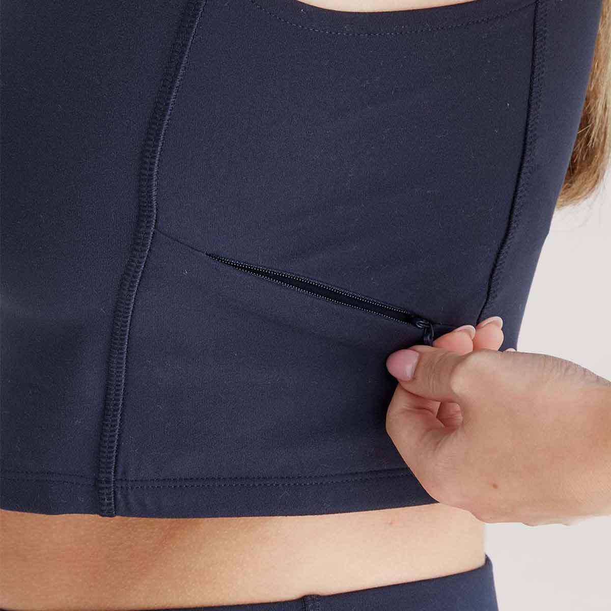 Ridgeline Women's Infinity Crop Top - Navy - Zip Pocket Ridgeline Women's Infinity Crop Top - Navy - Zip Pocket