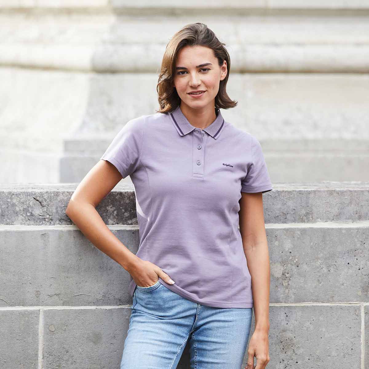 Ridgeline Women's Kilworth Polo Top - Lilac - Model Ridgeline Women's Kilworth Polo Top - Lilac - Model