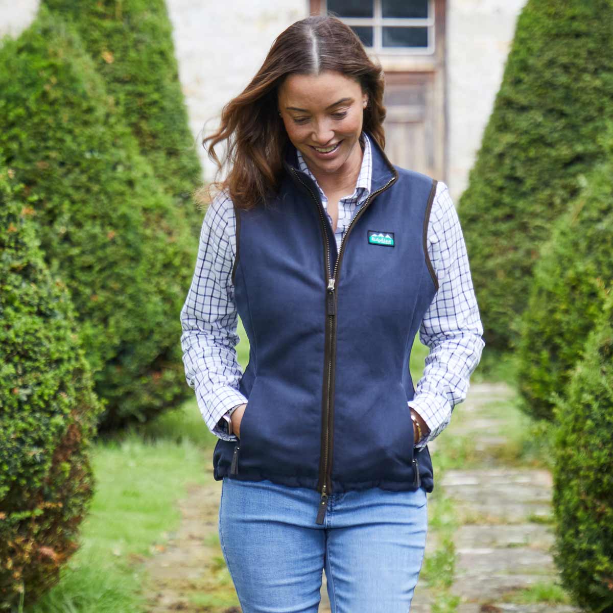Ridgeline Ladies Gilet Navy in Monarch Style - On Model Ridgeline Ladies Gilet Navy in Monarch Style - On Model