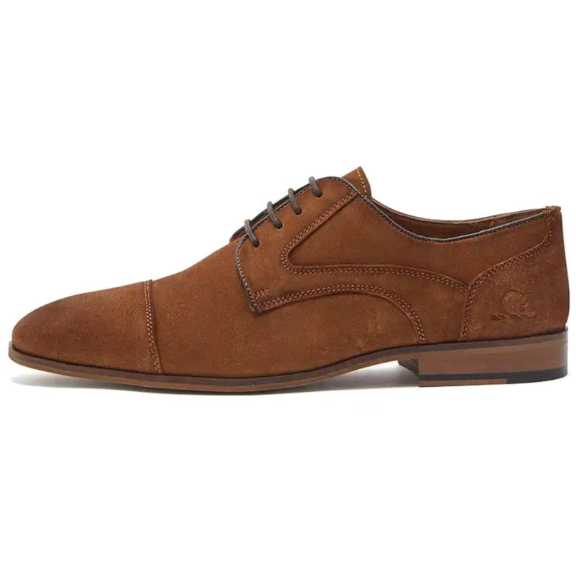 Chatham Bude Premium Suede Brogues- Tan- left side view Chatham Bude Premium Suede Brogues- Tan- left side view