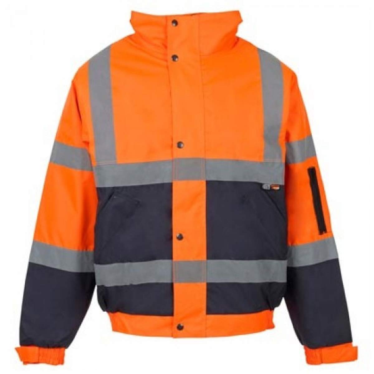 Hi-Vis Reflective 2-Tone Bomber Jacket Orange Navy Hi-Vis Reflective 2-Tone Bomber Jacket Orange Navy