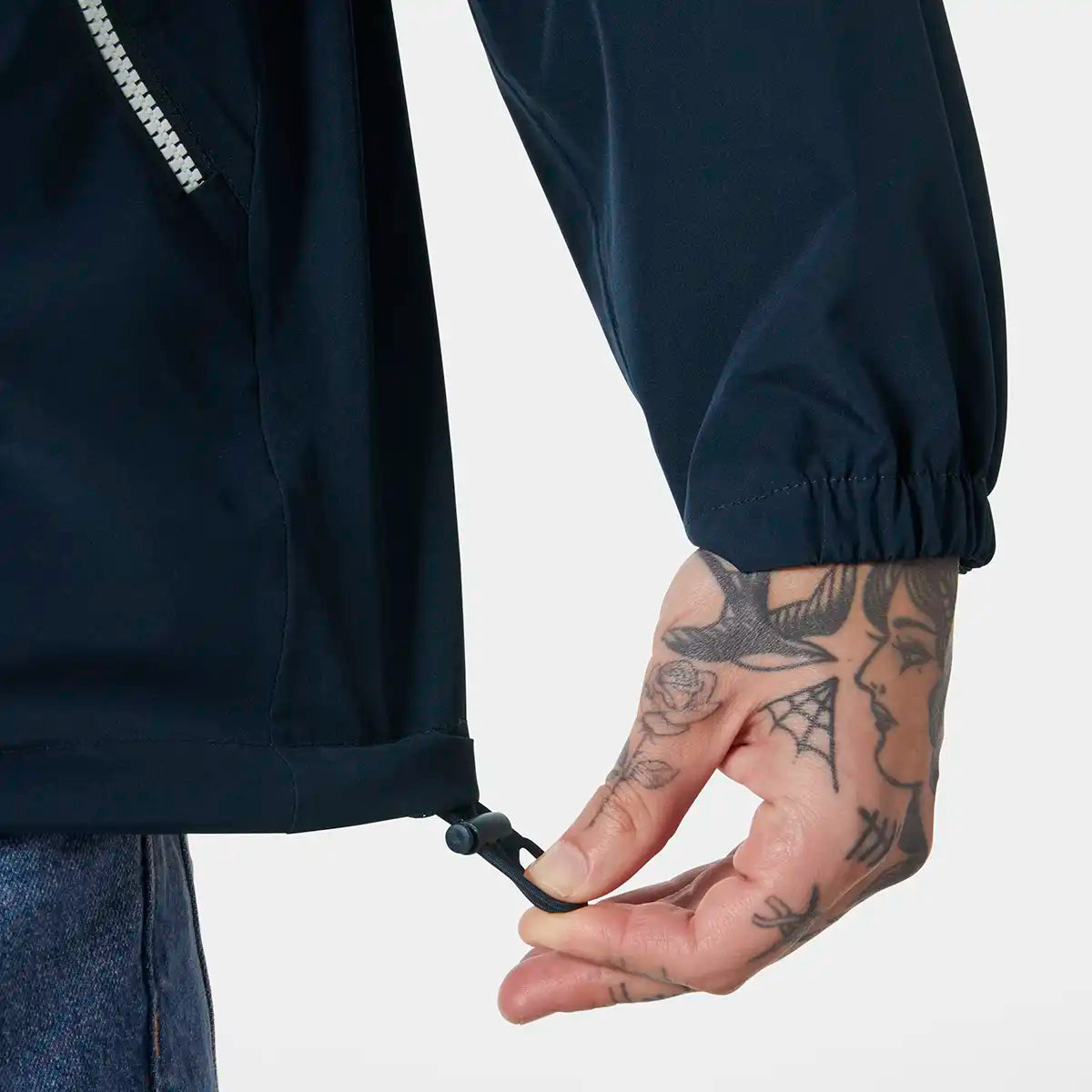 Helly Hansen Sandoy Rain Jacket- Navy- drawstring hem Helly Hansen Sandoy Rain Jacket- Navy- drawstring hem