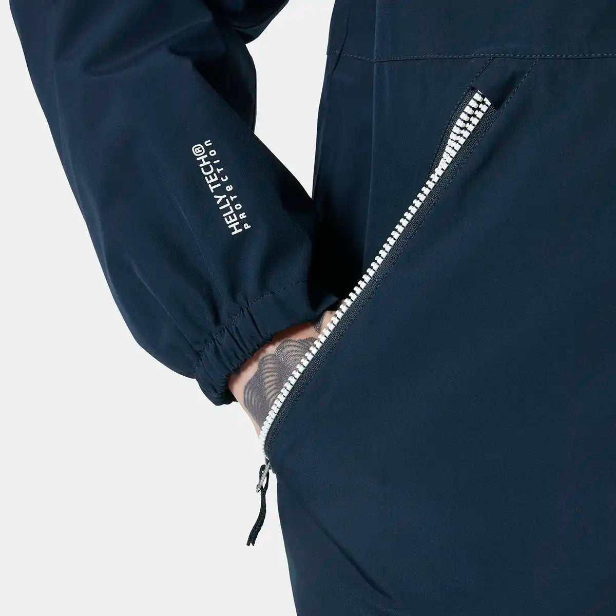 Helly Hansen Sandoy Rain Jacket- Navy- pocket detail Helly Hansen Sandoy Rain Jacket- Navy- pocket detail