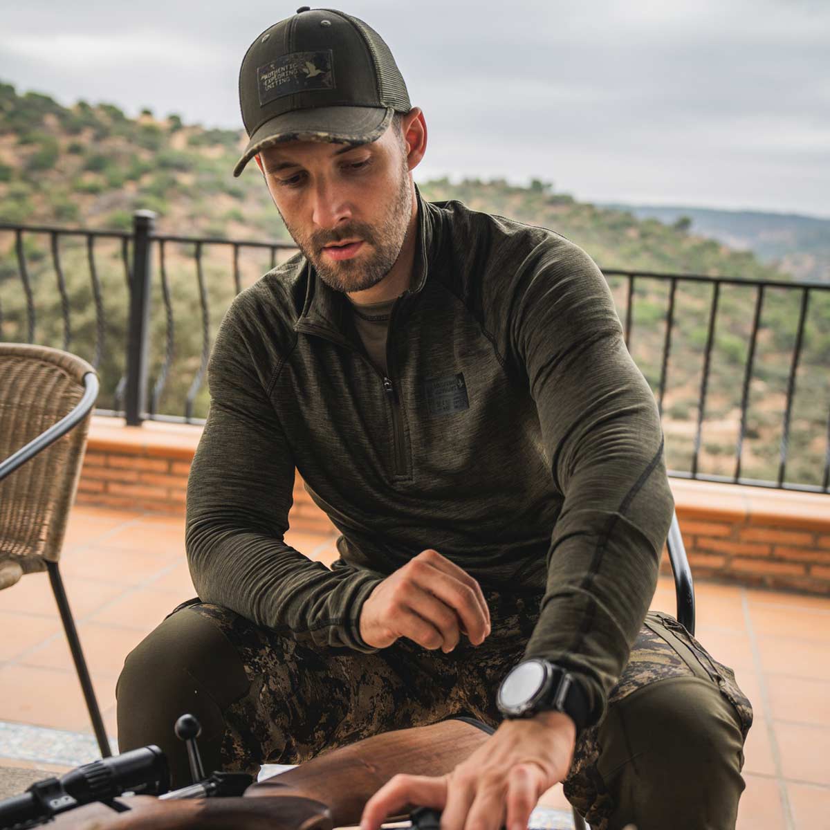 Seeland Peak Half Zip Fleece Top On Model Seeland Peak Half Zip Fleece Top On Model