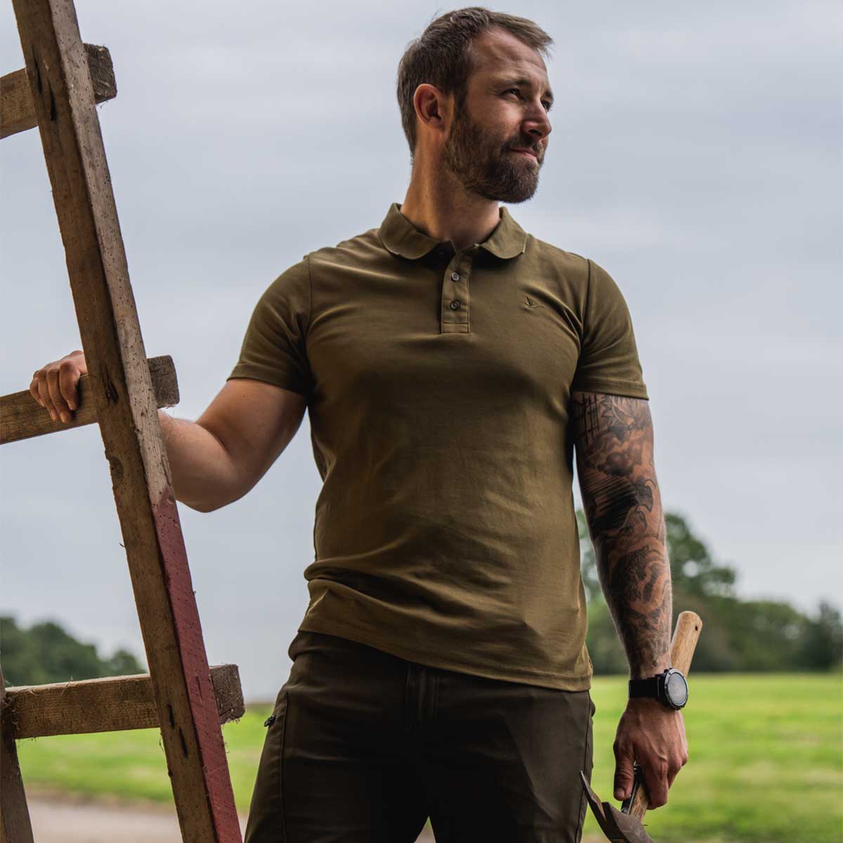 Seeland Pembroke Polo Shirt - Military Olive - Model Seeland Pembroke Polo Shirt - Military Olive - Model