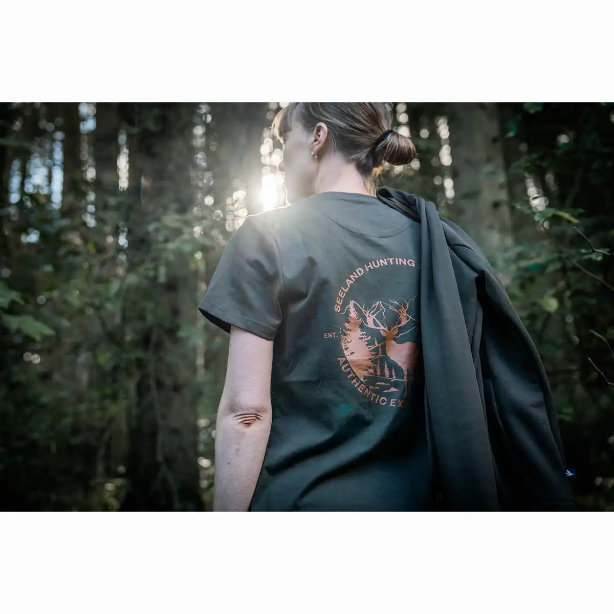 Seeland Hunting Heritage Women's T-Shirt - Worn By Model - Rear Seeland Hunting Heritage Women's T-Shirt - Worn By Model - Rear