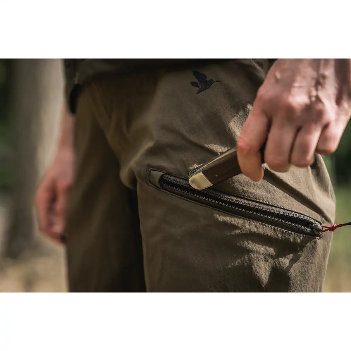 Seeland Women's Larch Stretch Trousers - Pine Green/Chocolate Torte - Pocket Detail Seeland Women's Larch Stretch Trousers - Pine Green/Chocolate Torte - Pocket Detail