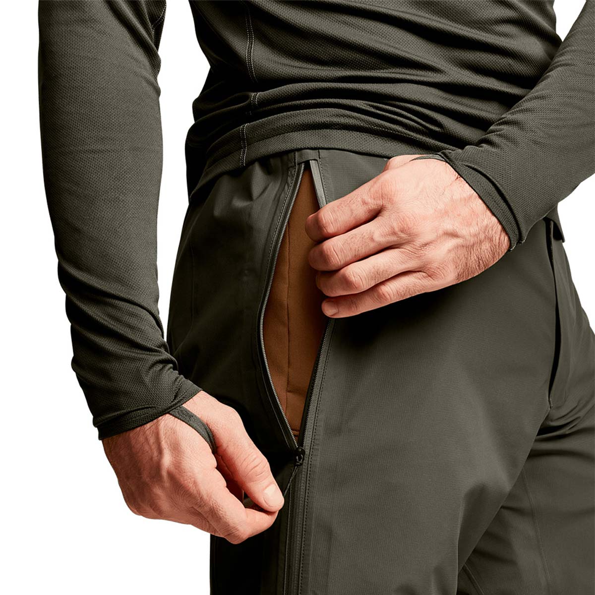 Sitka Dew Point Pant - Dark Lichen - Leg Vent Zip Detail Sitka Dew Point Pant - Dark Lichen - Leg Vent Zip Detail