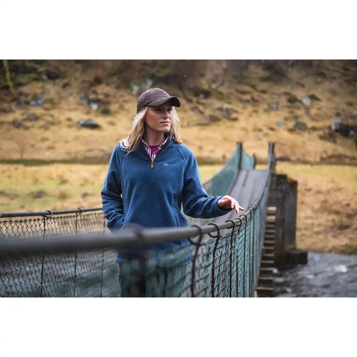 Hoggs of Fife Stenton Ladies 1/4 Zip Fleece - Nordic Blue - Worn by Model Hoggs of Fife Stenton Ladies 1/4 Zip Fleece - Nordic Blue - Worn by Model