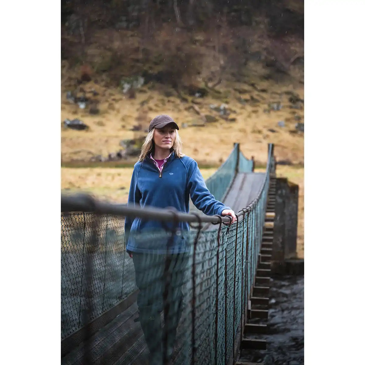 Hoggs of Fife Stenton Ladies 1/4 Zip Fleece - Nordic Blue - Worn by Model Hoggs of Fife Stenton Ladies 1/4 Zip Fleece - Nordic Blue - Worn by Model