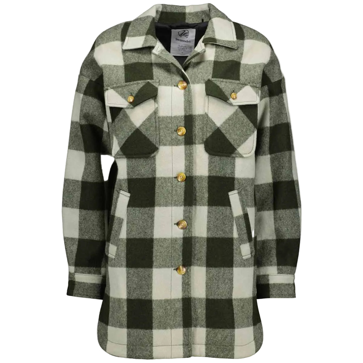 Swanndri Anchorage Women's Longline Jacket - Limestone Check Swanndri Anchorage Women's Longline Jacket - Limestone Check