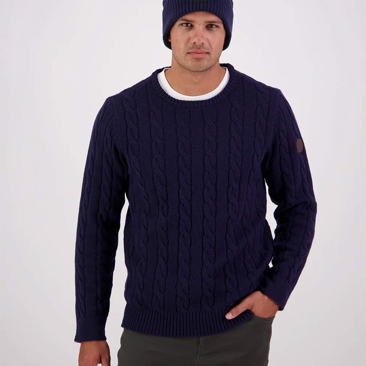 Swanndri Doncaster Cable Knit Crew - Navy Swanndri Doncaster Cable Knit Crew - Navy