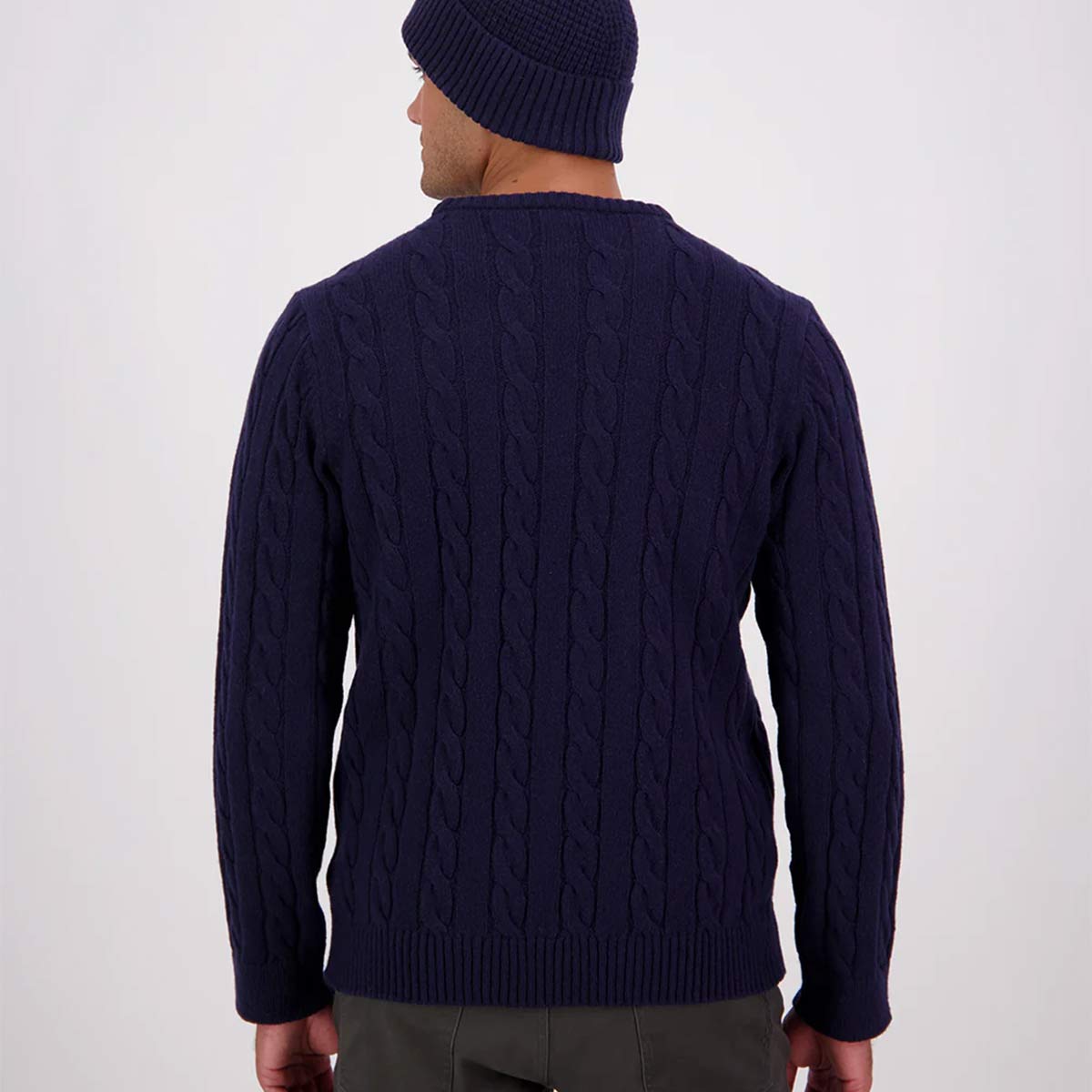 Swanndri Doncaster Cable Knit Crew - Navy - Rear Swanndri Doncaster Cable Knit Crew - Navy - Rear
