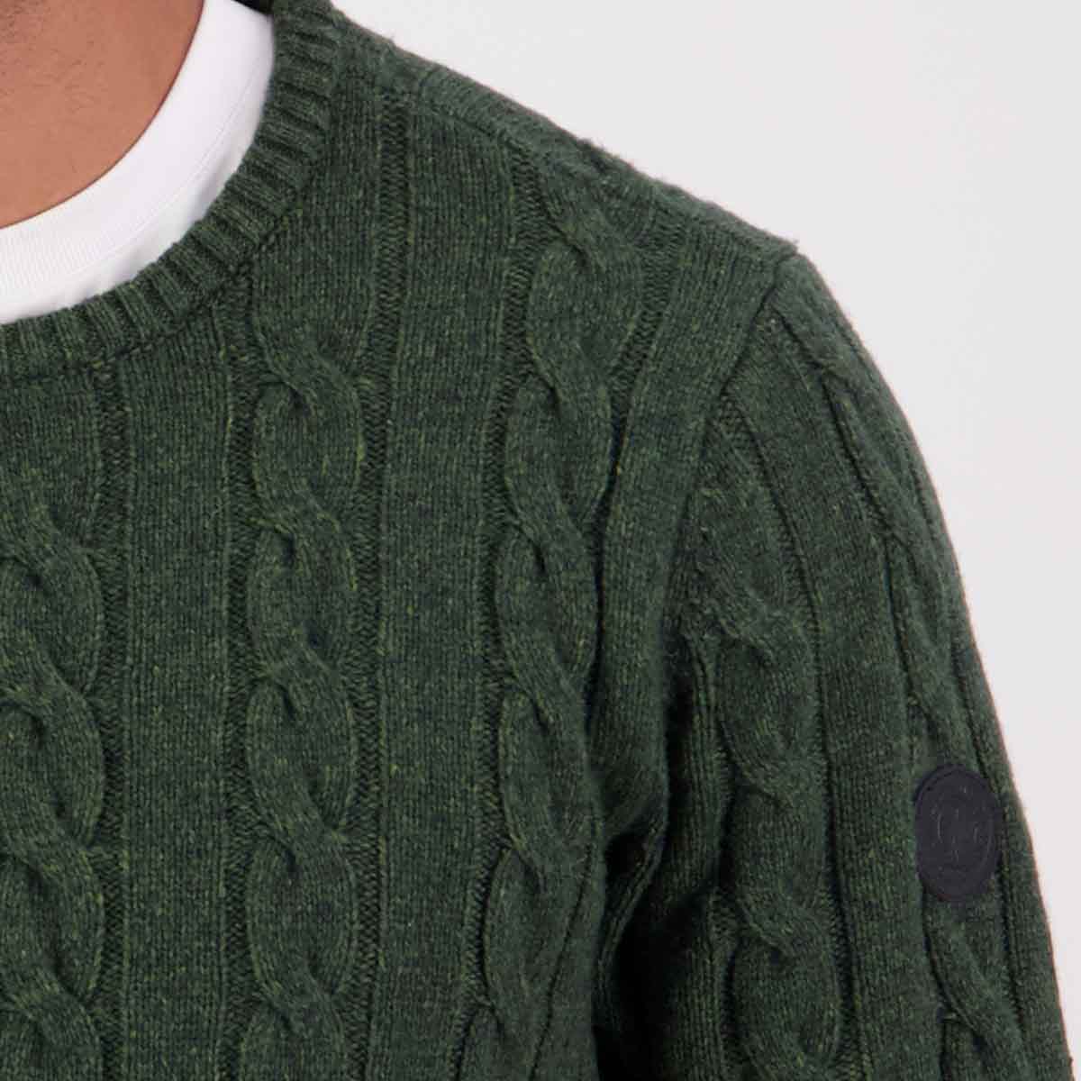 Swanndri Doncaster Cable Knit Crew - Dark Olive Swanndri Doncaster Cable Knit Crew - Dark Olive