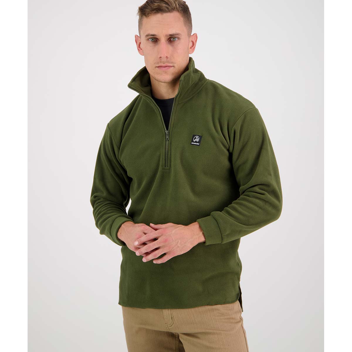 Swanndri Motu Fleece Pullover - Olive - On Model Swanndri Motu Fleece Pullover - Olive - On Model
