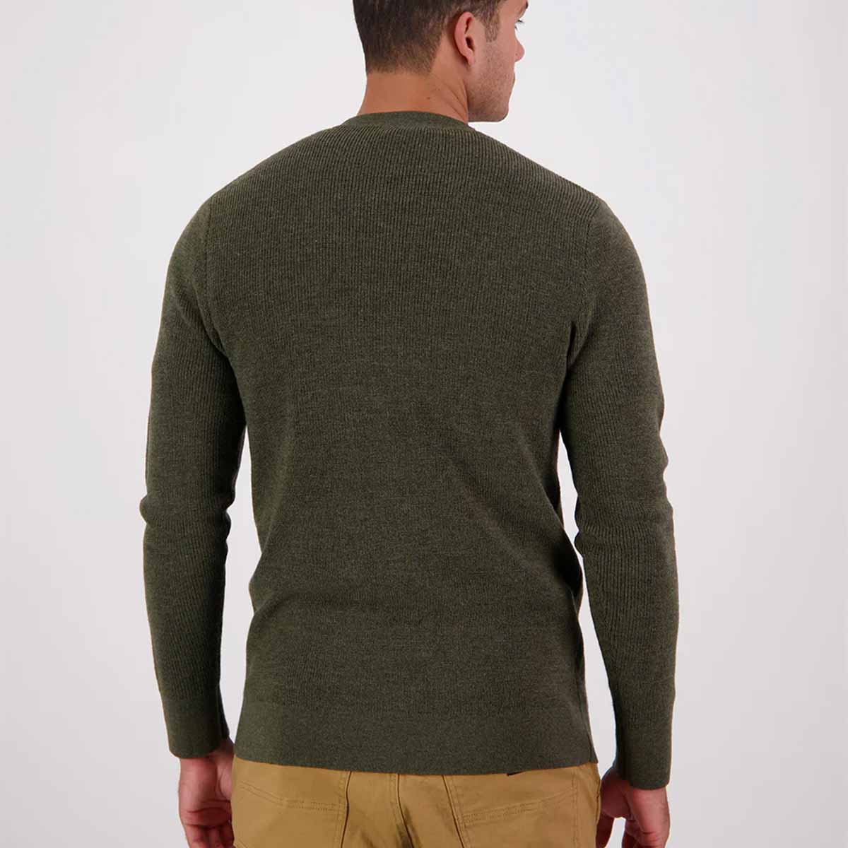 Swanndri Otahu River V2 Merino Crew - Dark Olive - Rear Swanndri Otahu River V2 Merino Crew - Dark Olive - Rear