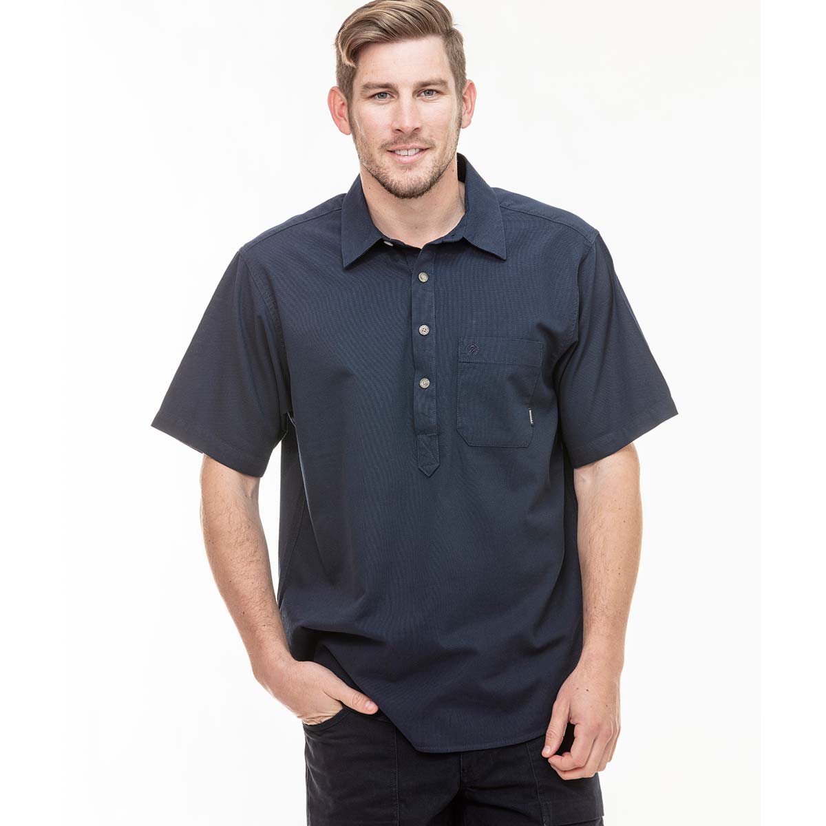 Swanndri Paihia Shirt - Navy - On Model Swanndri Paihia Shirt - Navy - On Model
