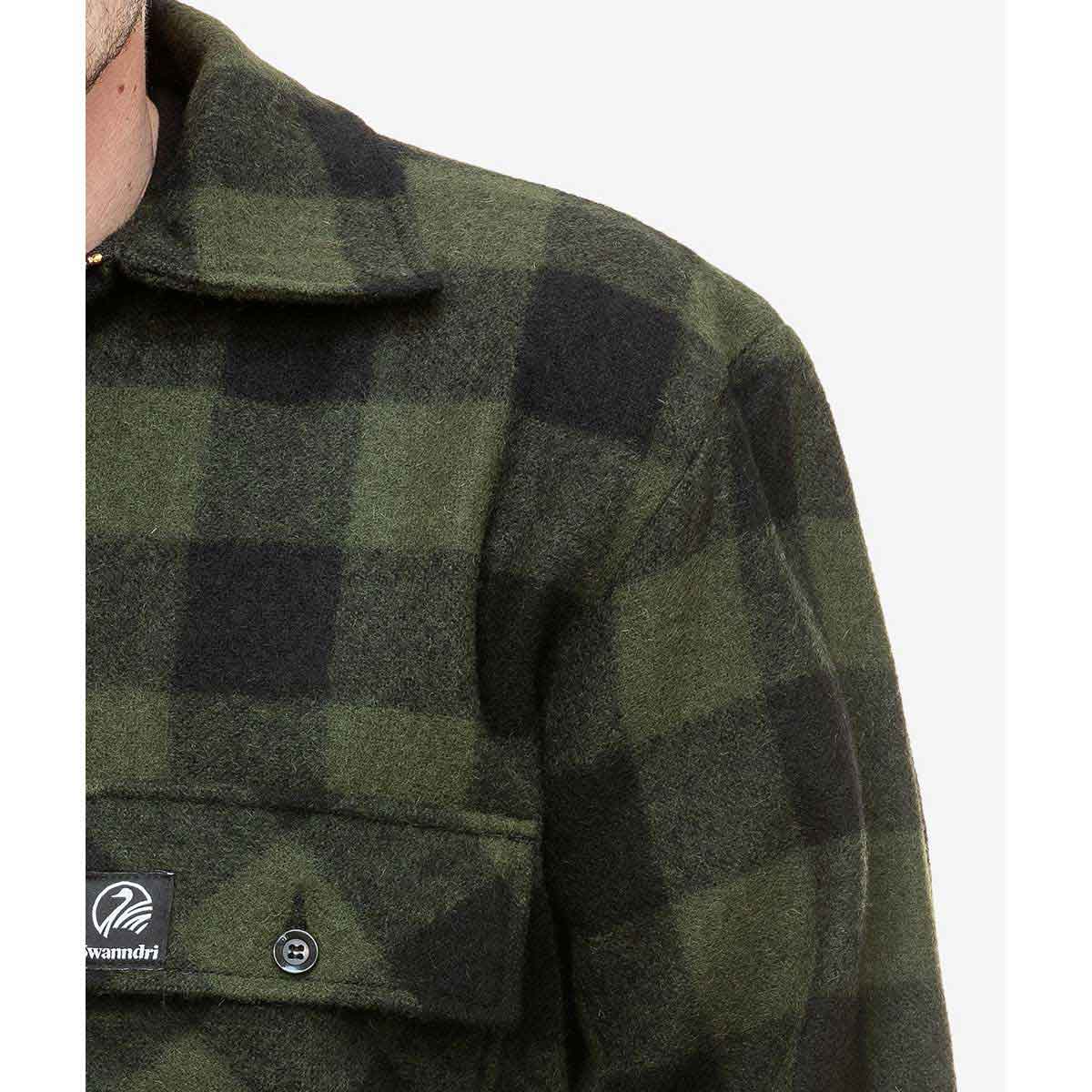 Swanndri Ranger Quarter Zip Mid Weight Bushshirt - green detail Swanndri Ranger Quarter Zip Mid Weight Bushshirt - green detail